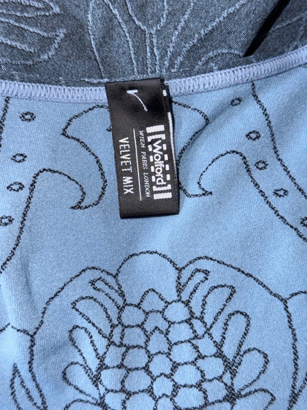 Wolford Velvet Mix Blue Long Sleeve - Picture 9 of 11